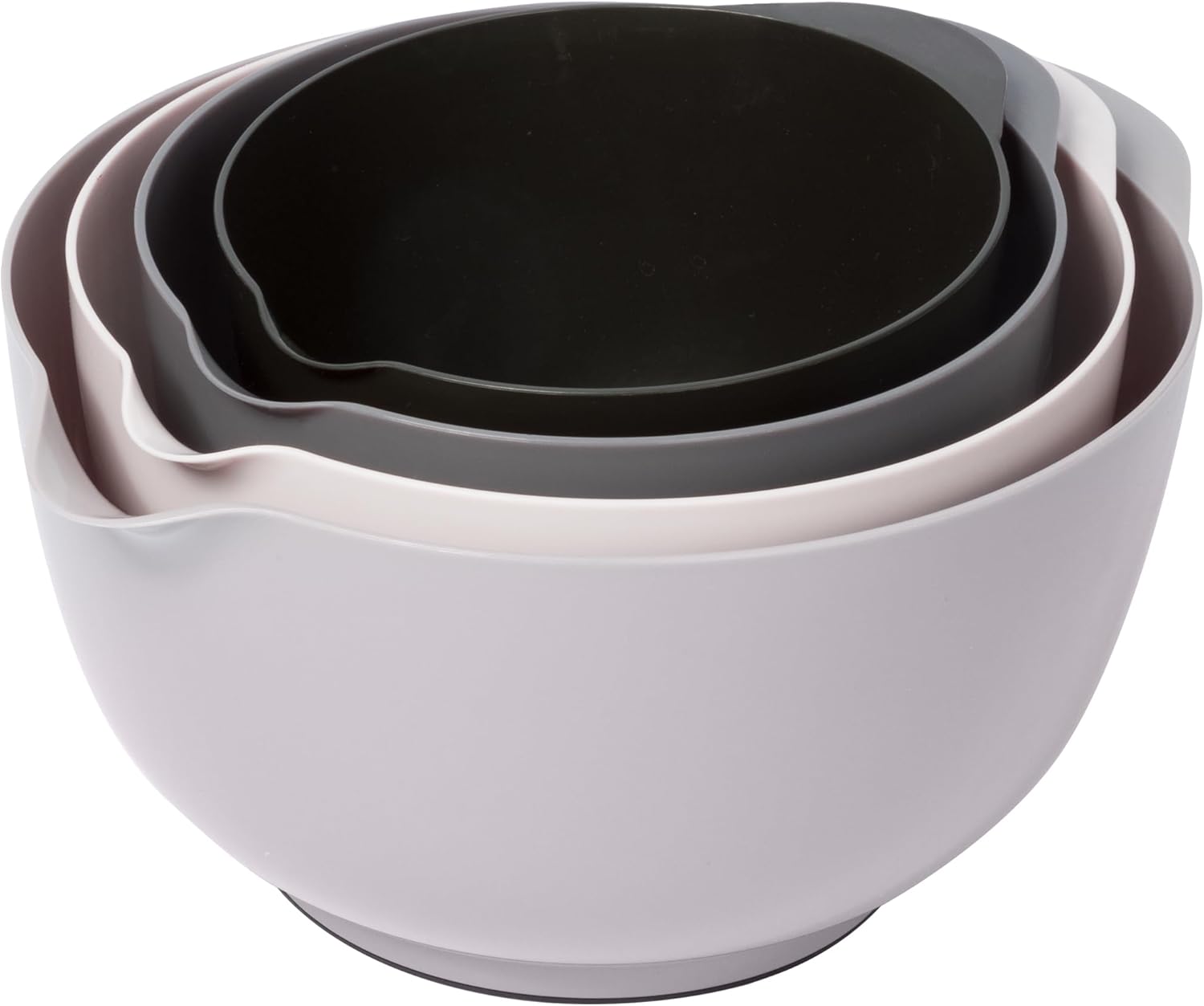 BoxedHome Mixing Bowls with Easy Pour Spout, 4pc Large Nesting Set 4.3L/3.3L/2.3L/1.6L, Salad Bowls for Kitchen Storage, BPA-FREE, Dishwasher & Microwave Safe, Ideal for Cooking and Baking, Grey Ombre