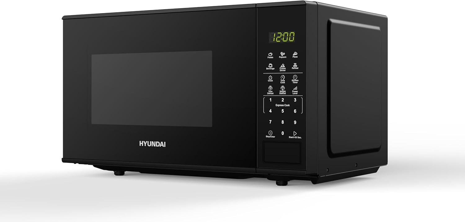 Hyundai 800W 20L Black Digital Microwave, Stainless Steel Interior, 11 Power Levels, Automatic Defrost, 6 Auto Cook Modes, Clock and Timer, Digital Controls, Easy Clean & Child Lock - Image 4