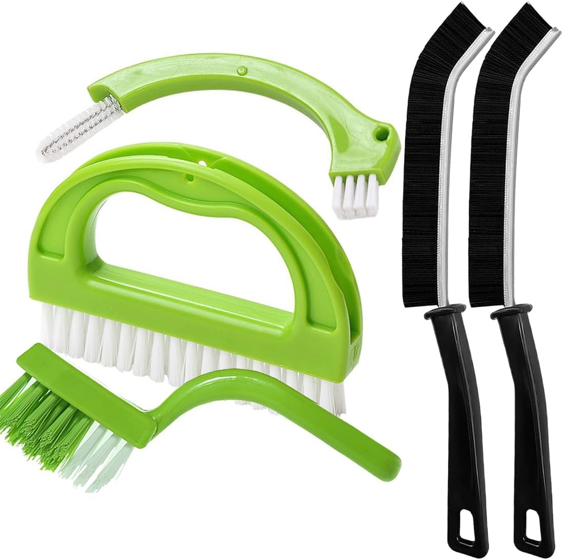 5 Pcs Crevice Cleaning Brush Set, Tile Grout Cleaner Brush, Hard Bristle Gap Brush Multifunctional Recess Groove Cleaning Tools for Bathroom, Kitchen, Window and Door (5)