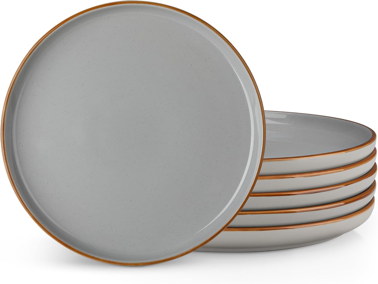 vancasso Reno Dinner Plates Set of 6, 10.5 inch Scratch-Resistant Stoneware Plate Set, Grey Dinner Plates for Salad, Pasta, Steak & Main Course, Dishwasher & Microwave Safe