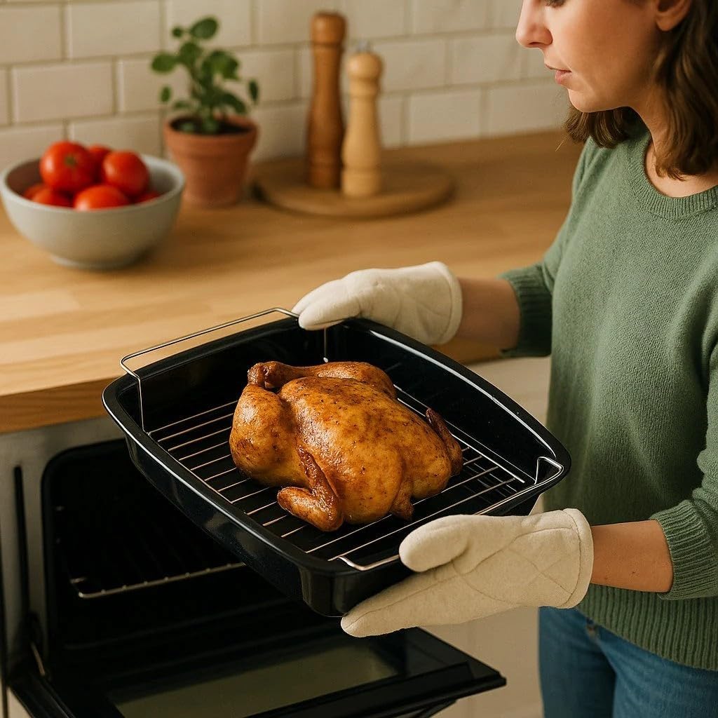 Samuel Groves 37cm Large Vitreous Enamel Long Life Roasting Pan, Turkey Roasting Tray, Roasting Tin with Rack, Large Roasting Tin, Roasting Tin, Oven Tray with Rack, Roasting Rack, Roaster, UK Made - Image 5