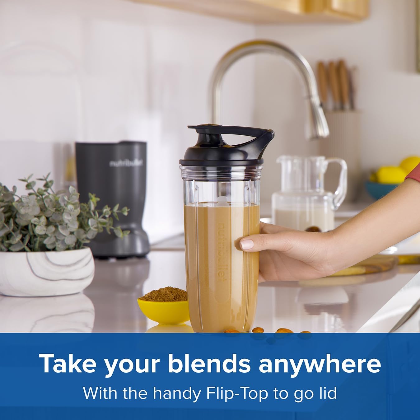 nutribullet Turbo Blender in Graphite - Powerful 1000W Motor Base & Rapid Extractor Blade - Easily Blends Frozen Fruit, Nuts & Ice - With 700ml & 500ml Cup & Lid to Go - For Smoothies & Juices - Image 4