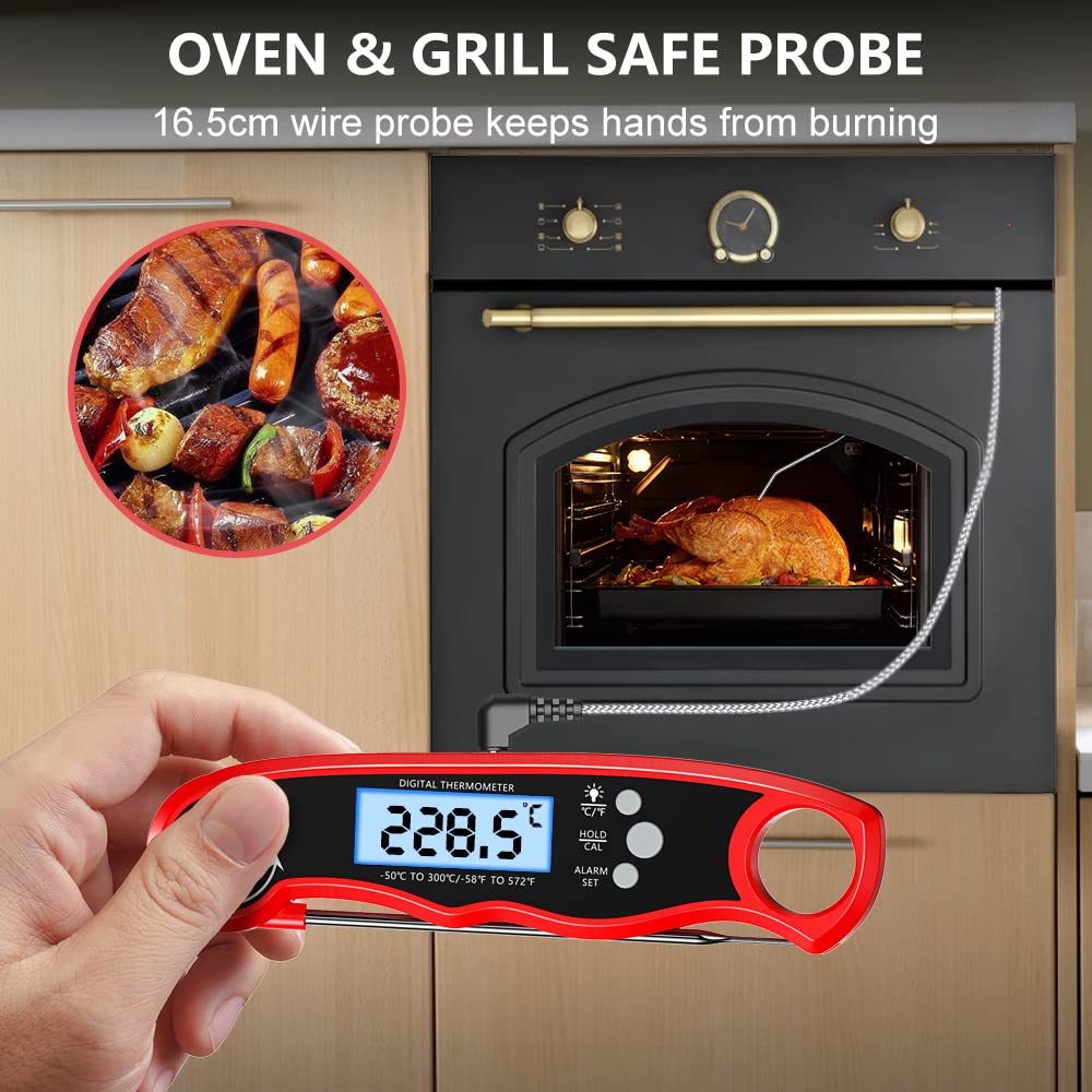 CIRYCASE Meat Thermometers, Fast & Precise Read Food Thermometer with 102cm Wire Probe, Backlight LCD Display, Digital Thermometers, BBQ Thermometer for Kitchen, Outdoor Cooking, Liquid & Grill - Image 3