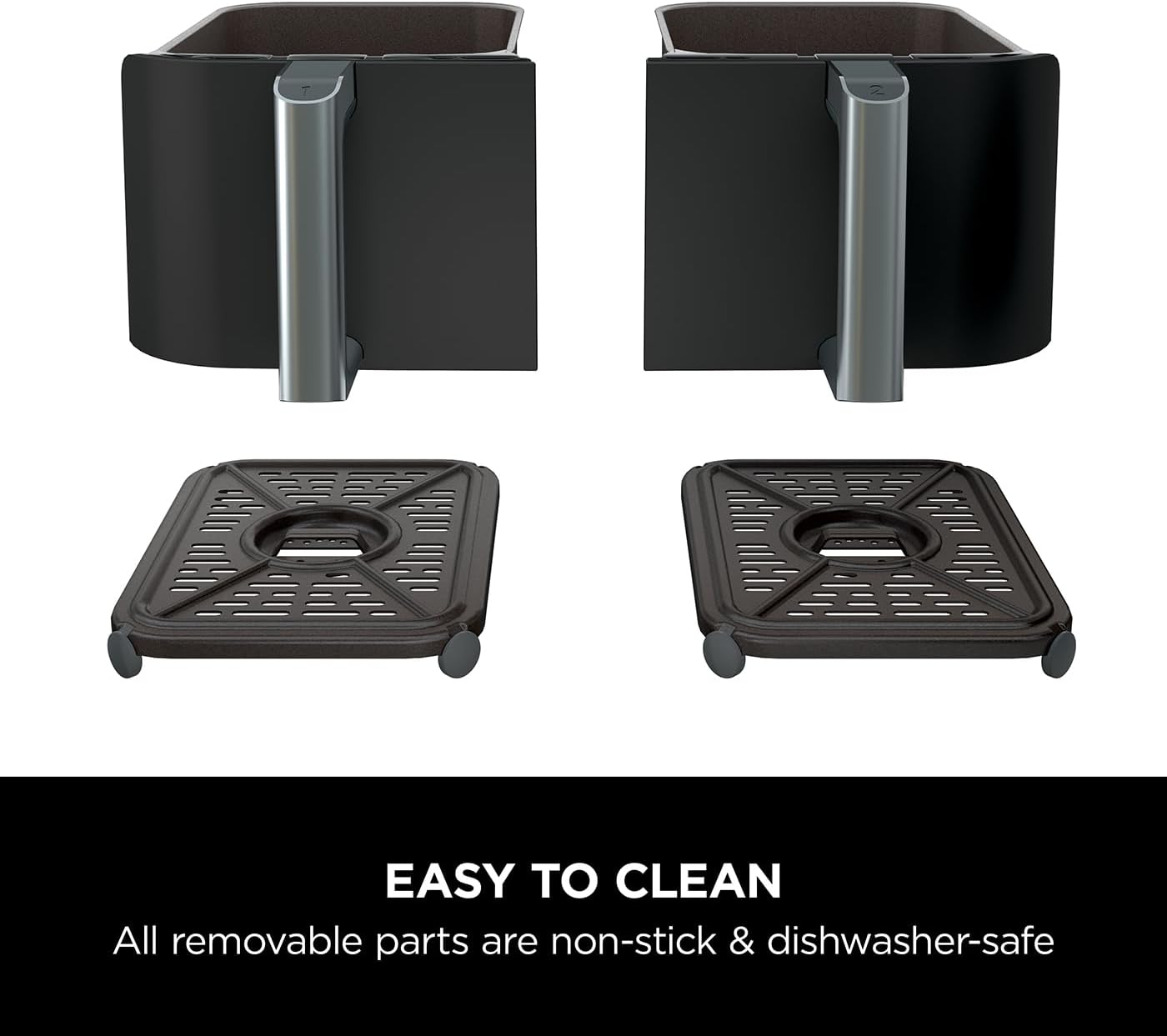 Ninja Foodi Dual Zone Digital Air Fryer, 2 Drawers, 7.6L, 6-in-1, Uses No Oil, Air Fry, Max Crisp, Roast, Bake, Reheat, Dehydrate, Cooks 4-6 Portions, Non-Stick, Dishwasher Safe Baskets, Black AF300UK - Image 2