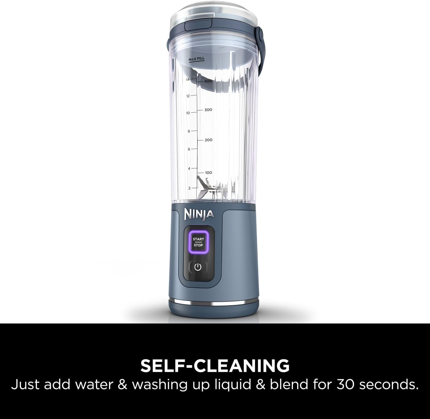 Ninja Blast Portable Blender, 530ml, Leakproof Lid & Sip Spout, Powerful Cordless Mini Blender, Rechargeable, Portable Smoothies, Protein Shakes, Blends Ice & Frozen Fruit, Denim Blue, BC151UKNV - Image 8