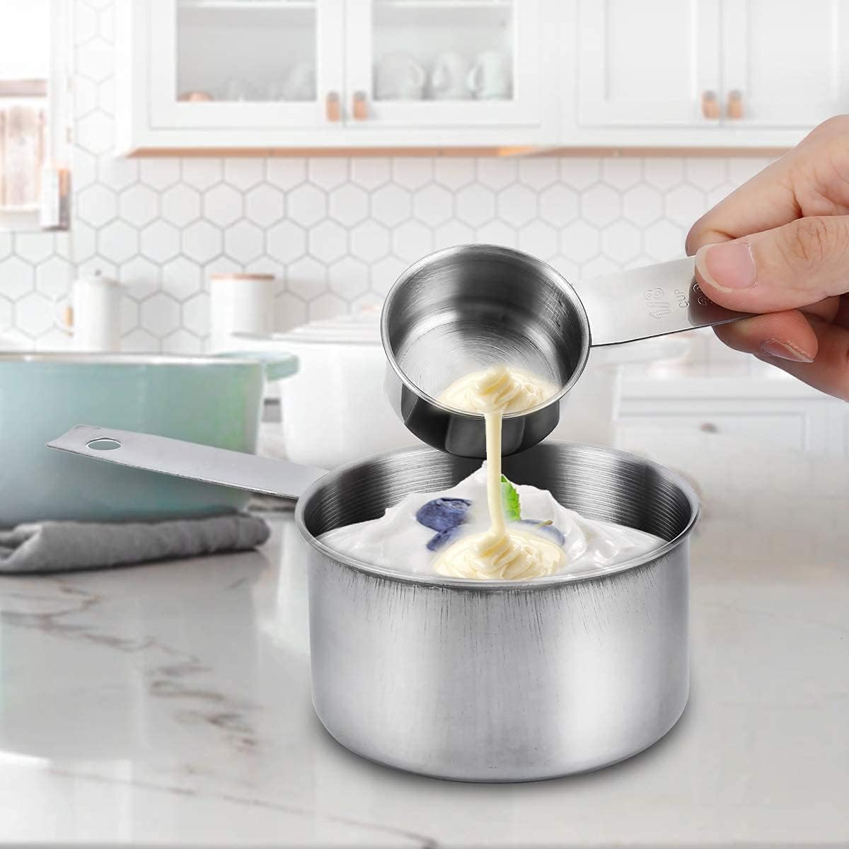 Measuring Cups & Spoons Set of 12 -VBOK IGFE Premium Stainless Steel 5 Measuring Cups and 6 Measuring Spoons with Leveler,for Dry and Liquid Ingredient - Image 4