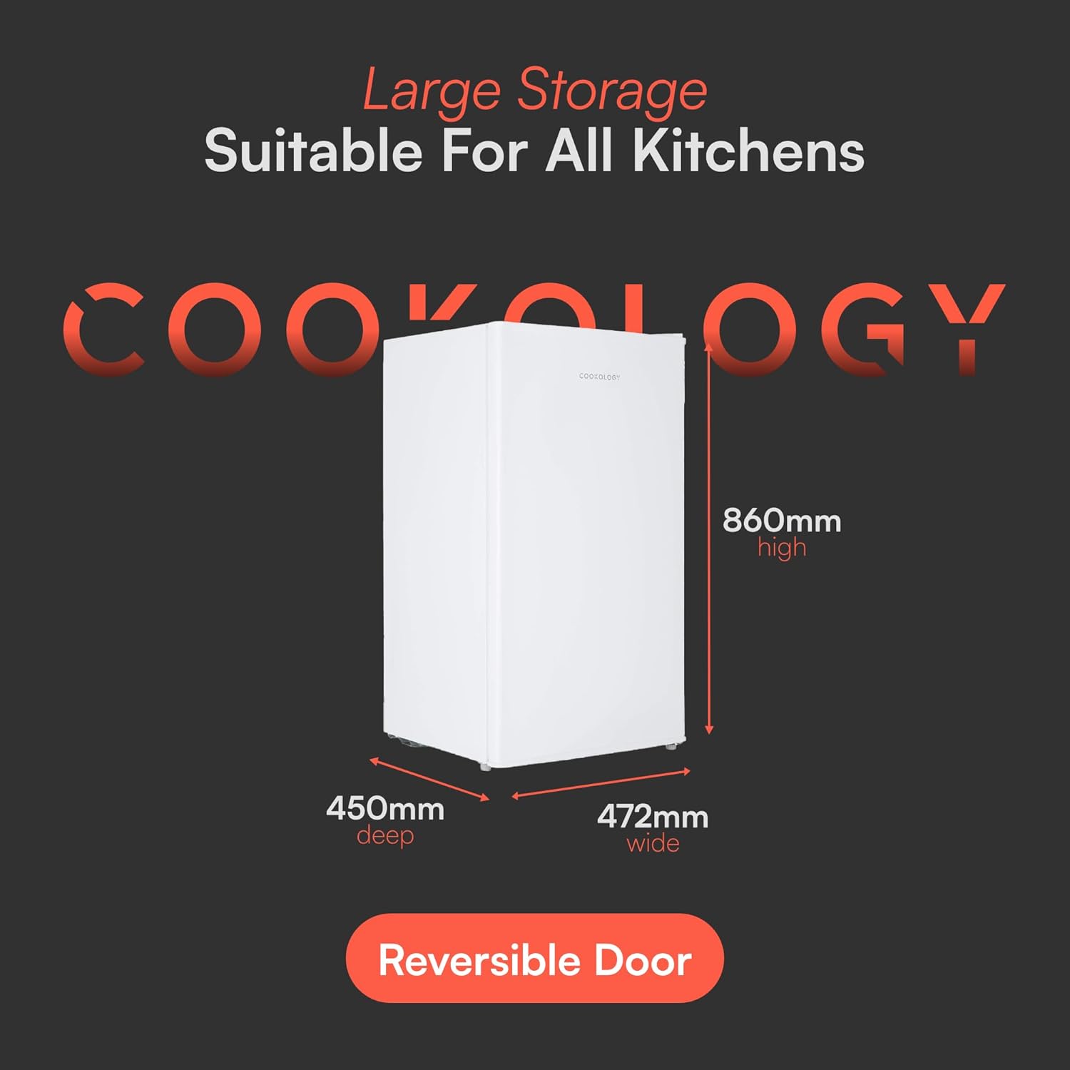 Cookology UCIF93WH Freestanding under counter Fridge in White - 93 Litre Capacity - Adjustable Temperature Control & Legs - With Chiller Box - Image 5