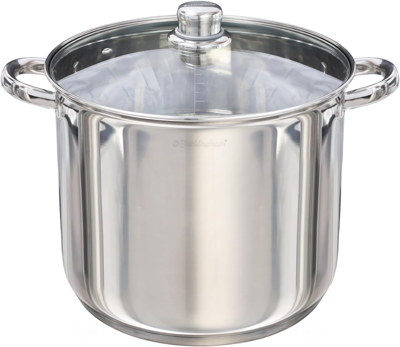 Buckingham Deep Induction Stock Pot with Glass Lid Premium Stainless Steel Multipurpose Large Cooking Pot for Soups Stews (11 litres)