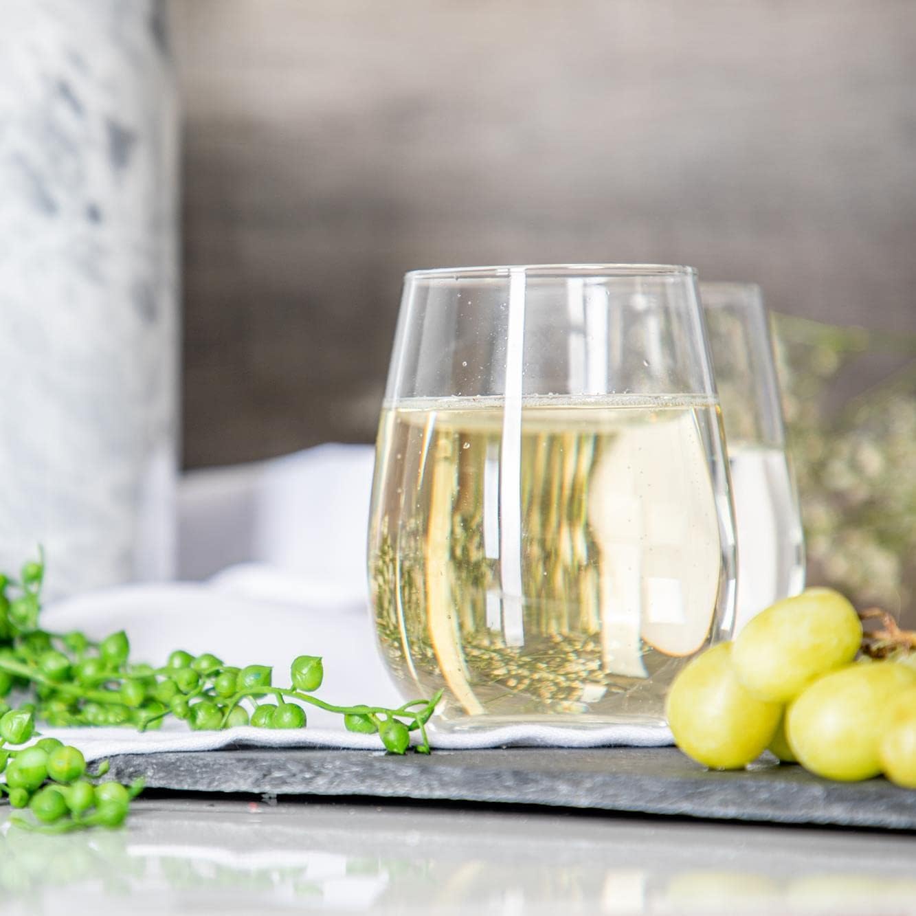 LAV 12x Clear 360ml Gaia Stemless White Wine Glasses - Large Kitchen Water Gin Cocktail Party Glass Tumbler Goblets Set - Image 7