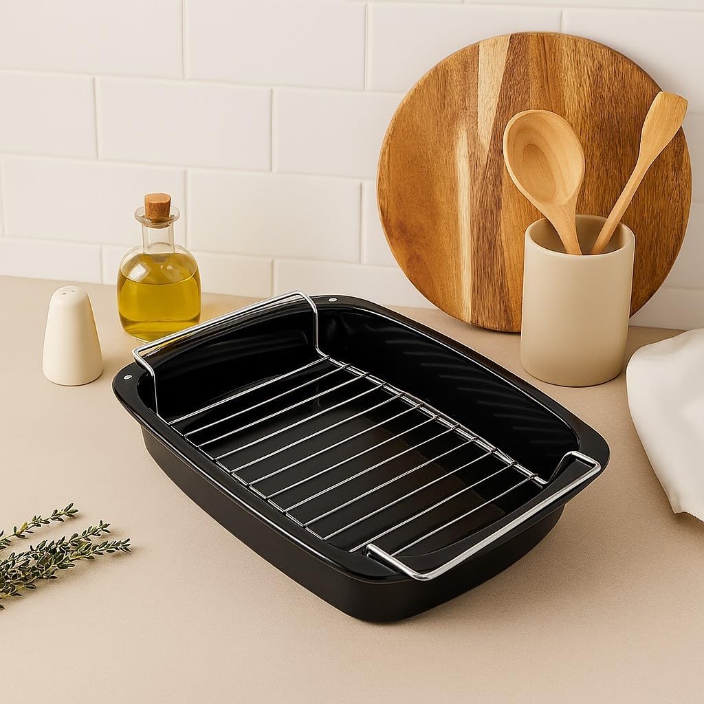 Samuel Groves 37cm Large Vitreous Enamel Long Life Roasting Pan, Turkey Roasting Tray, Roasting Tin with Rack, Large Roasting Tin, Roasting Tin, Oven Tray with Rack, Roasting Rack, Roaster, UK Made - Image 8