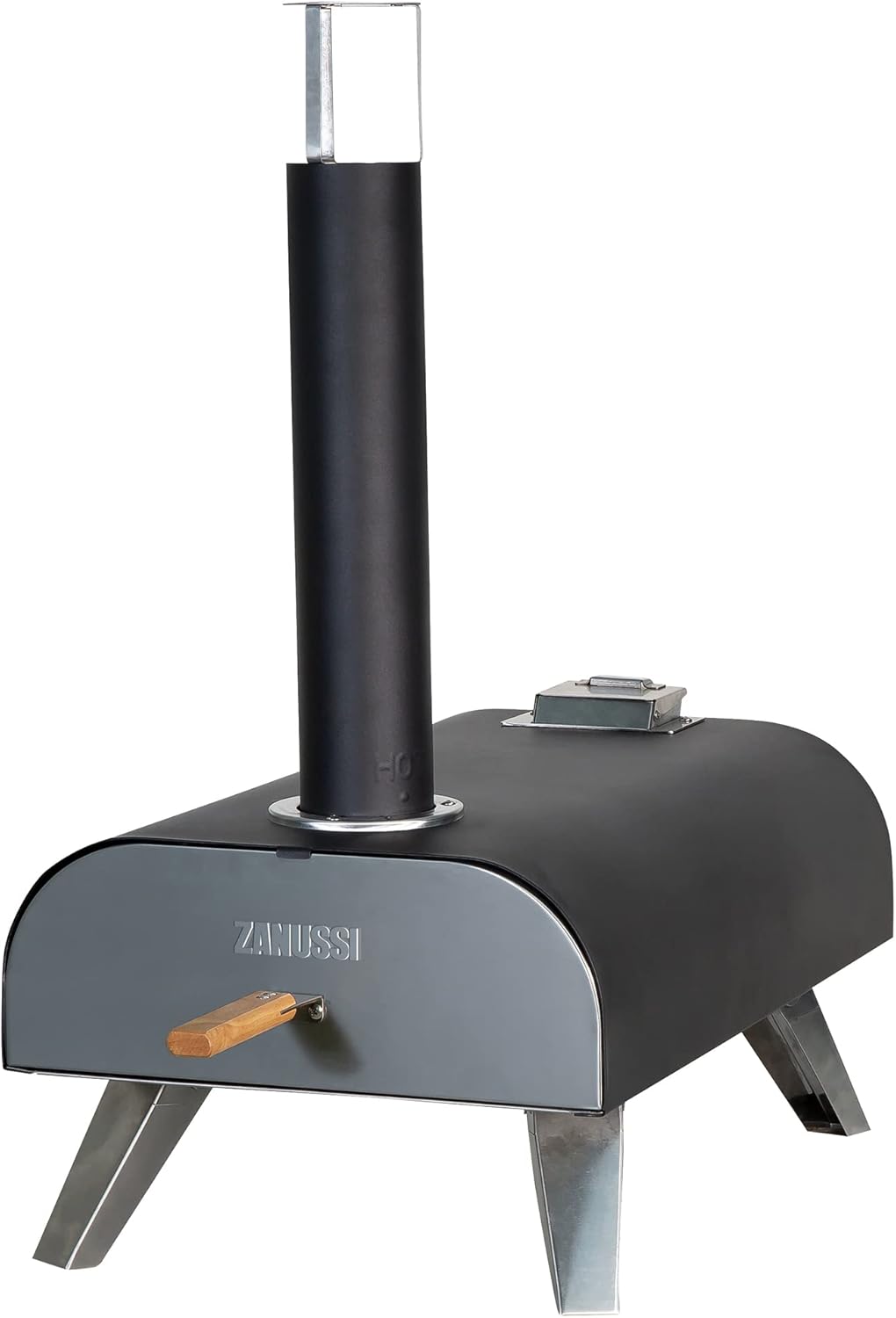 Zanussi ZPO1BPC Outdoor 12 Inch Wood Pellet Portable Wood Fired Pizza Oven with Paddle and Cover in Black, BBQ Oven & Smoker, Stainless Steel Foldable Legs - Image 14