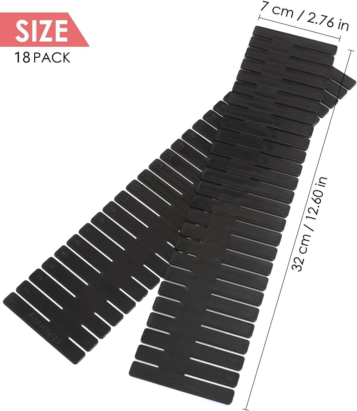 18Pcs Drawer Dividers, Adjustable Drawer Organizer for Socks, Underwear, Makeup, Can Help Tidy Kitchen, Bedroom, Dresser Black - Image 2