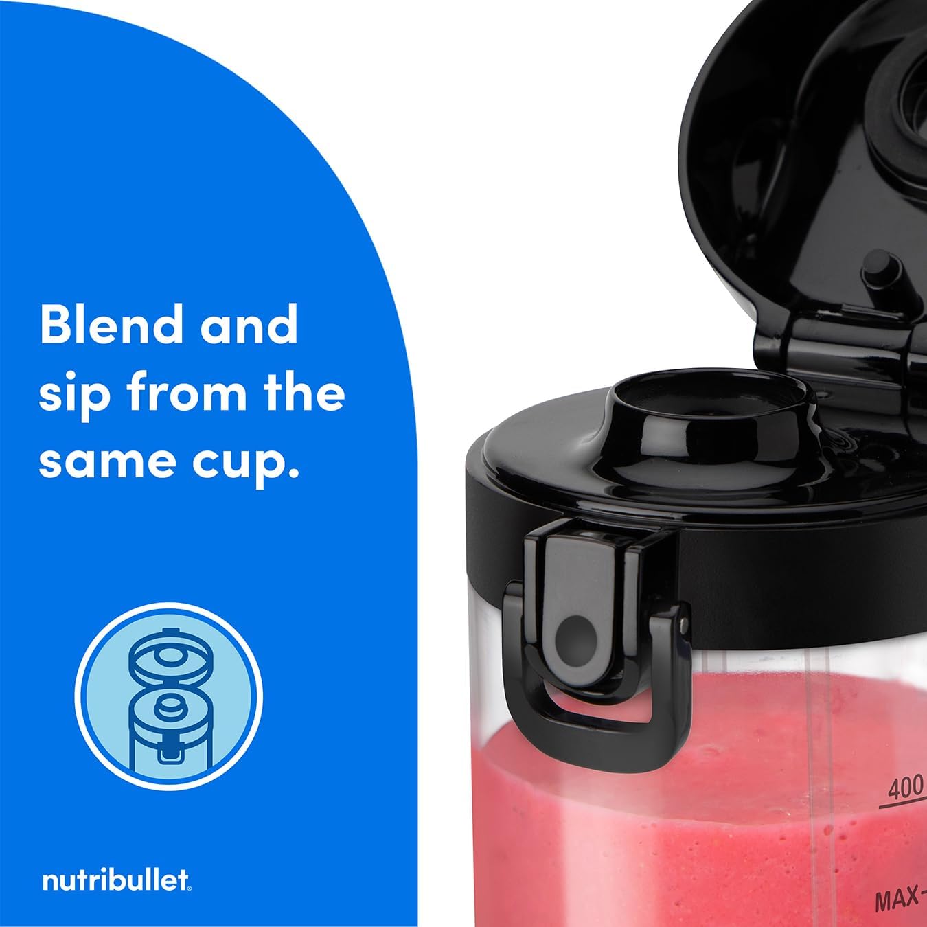 nutribullet Portable Blender in Black - Powerful Extractor Blade, 475ml Cup, To-Go Lid, USB-C Charging Cable & User Guide - Delivers 15+ Blending Cycles - Healthy Shakes On The Move - Image 7