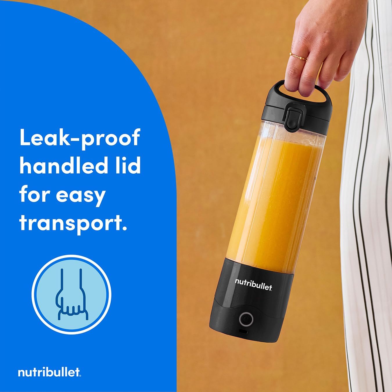 nutribullet Portable Blender in Black - Powerful Extractor Blade, 475ml Cup, To-Go Lid, USB-C Charging Cable & User Guide - Delivers 15+ Blending Cycles - Healthy Shakes On The Move - Image 6