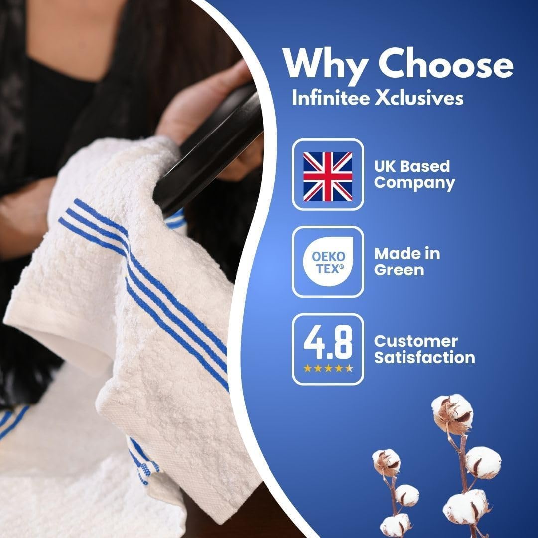 Infinitee Xclusives Premium Tea Towels | Pack of 6 | 100% Cotton |38 x 64 cm| Ultra Soft & Highly Absorbent Terry Dish Towels for Kitchen, Bar & Daily Household Cleaning Use |Mighty Blue| - Image 5