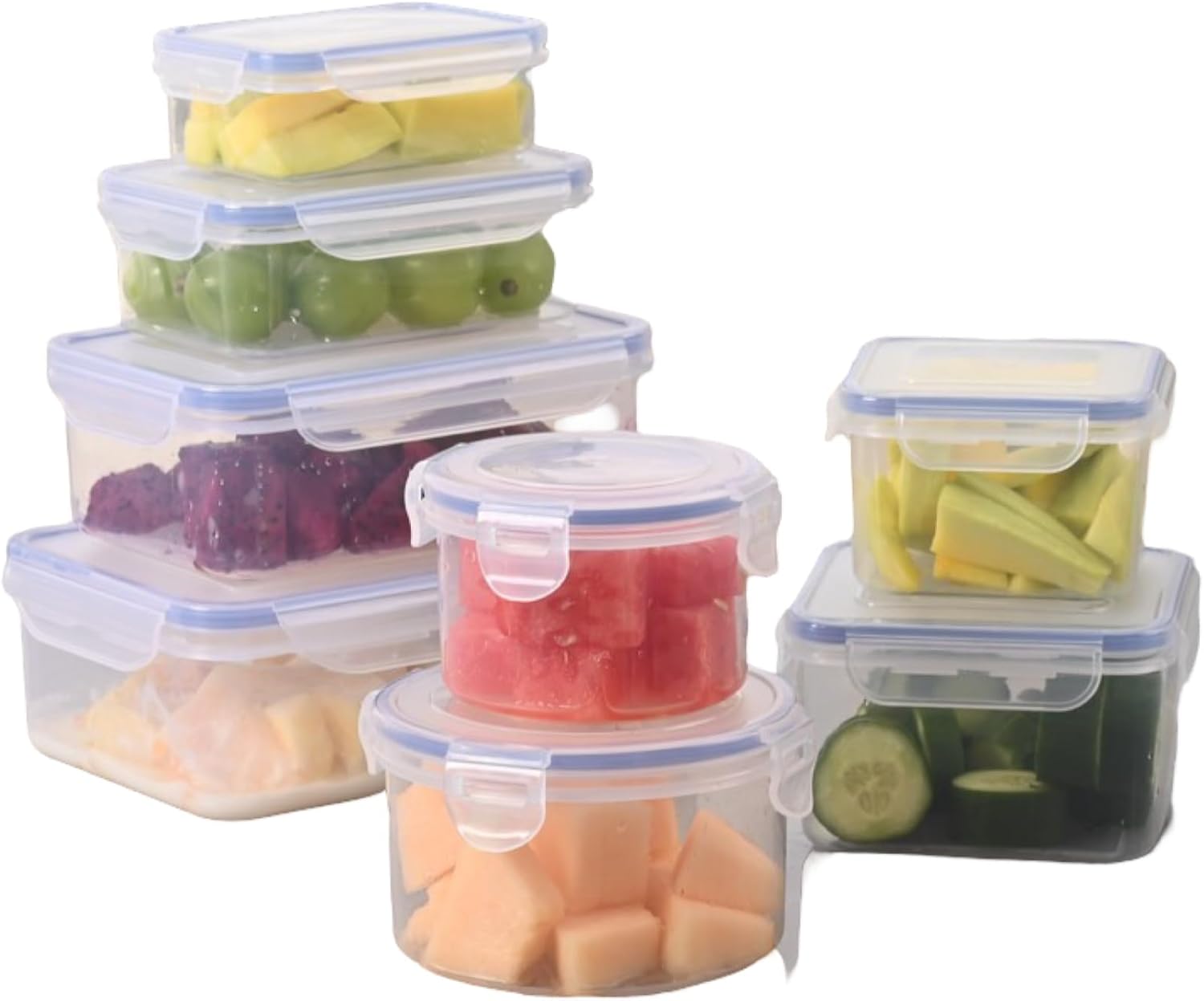 BARGAIN FACTORY Leak Proof Food Storage Containers 16PCS (8 Container + 8 Lids) Airtight Plastic Food Containers with Lids Pantry & Kitchen Containers, BPA Free Microwave & Freezer Safe, 250ML-1.6L - Image 6