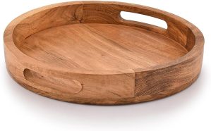 Samhita Round Serving Acacia Wooden...