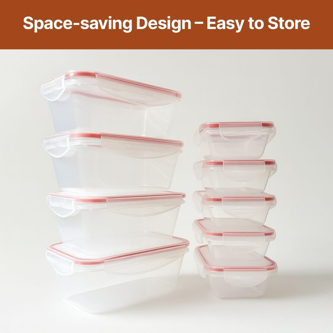 delka Airtight Food Storage Containers Pack of 10 (5 x 400ml & 5 x 1000ml) BPA-Free Plastic with Lids – Stackable & Leak-Proof Meal Prep Boxes, Microwave, Freezer & Dishwasher Safe, Kitchen Organiser - Image 6