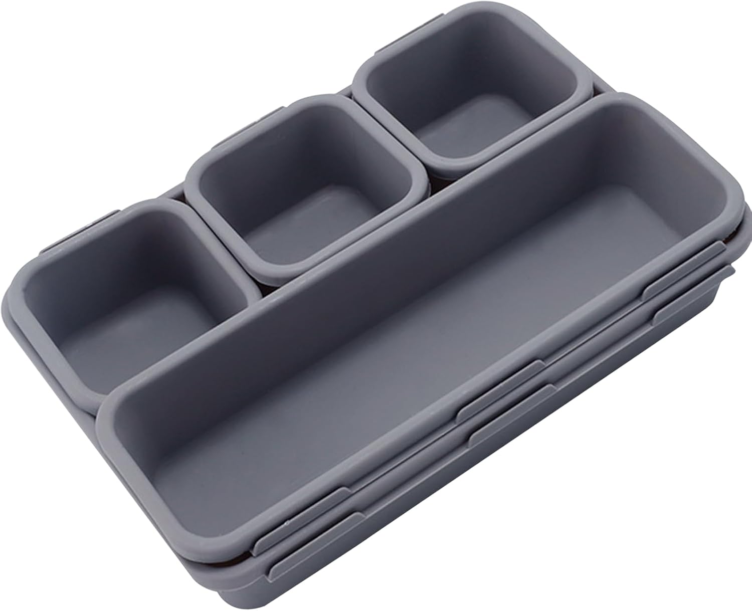 8Pcs Drawer Organiser - Interlocking Drawer Dividers Plastic Storage Trays, 3 Sizes Uncluttered Storage Drawer Tidy Trays Dividers for Kitchen Office Desk Make-Up Stationery Bathroom Jewellery (Grey)