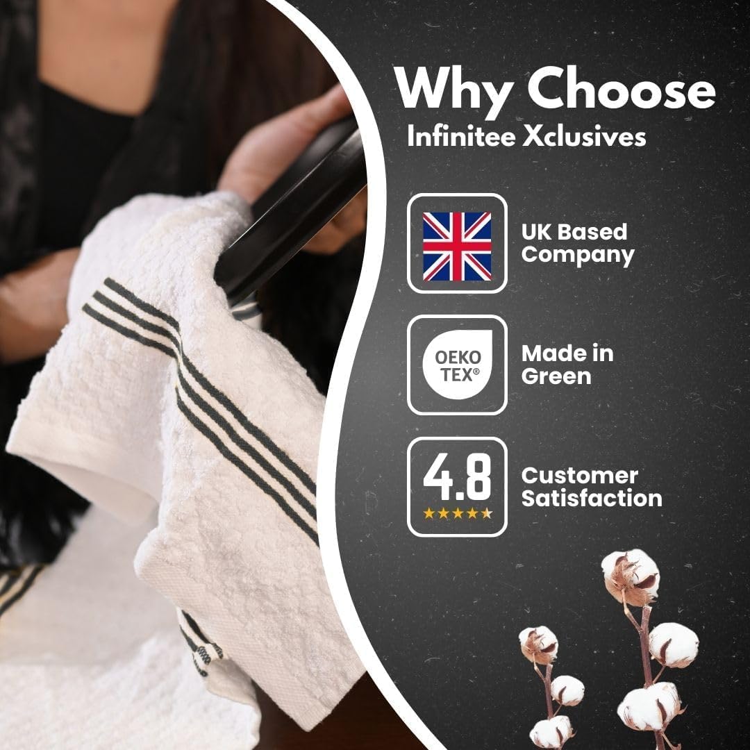 Infinitee Xclusives Premium Tea Towels | Pack of 6 | 100% Cotton |38 x 64 cm| Ultra Soft & Highly Absorbent Terry Dish Towels for Kitchen, Bar & Daily Household Cleaning Use |Storm Black| - Image 5