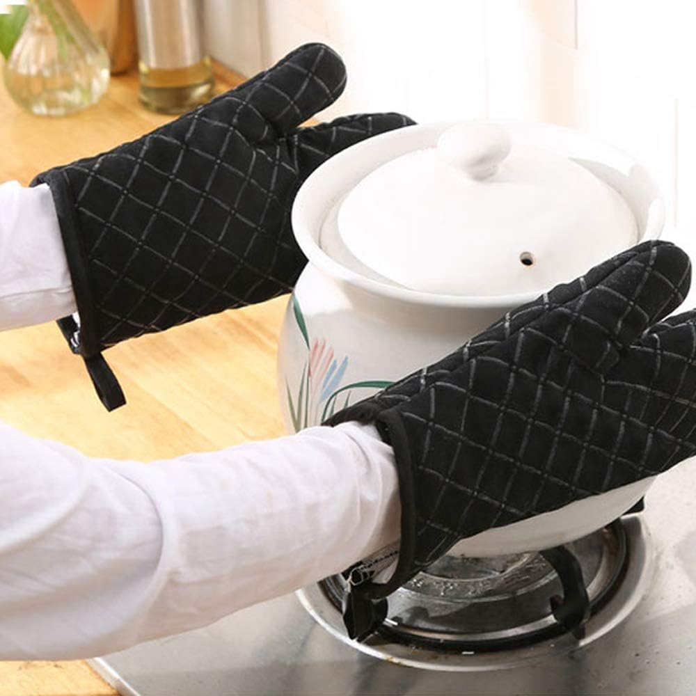 Oven Gloves,Heat Resistant Silicone Oven Gloves Non-Slip Kitchen Oven Mitts for Grilling Cooking Baking Kitchen Microwave Pizza (Black) - Image 5