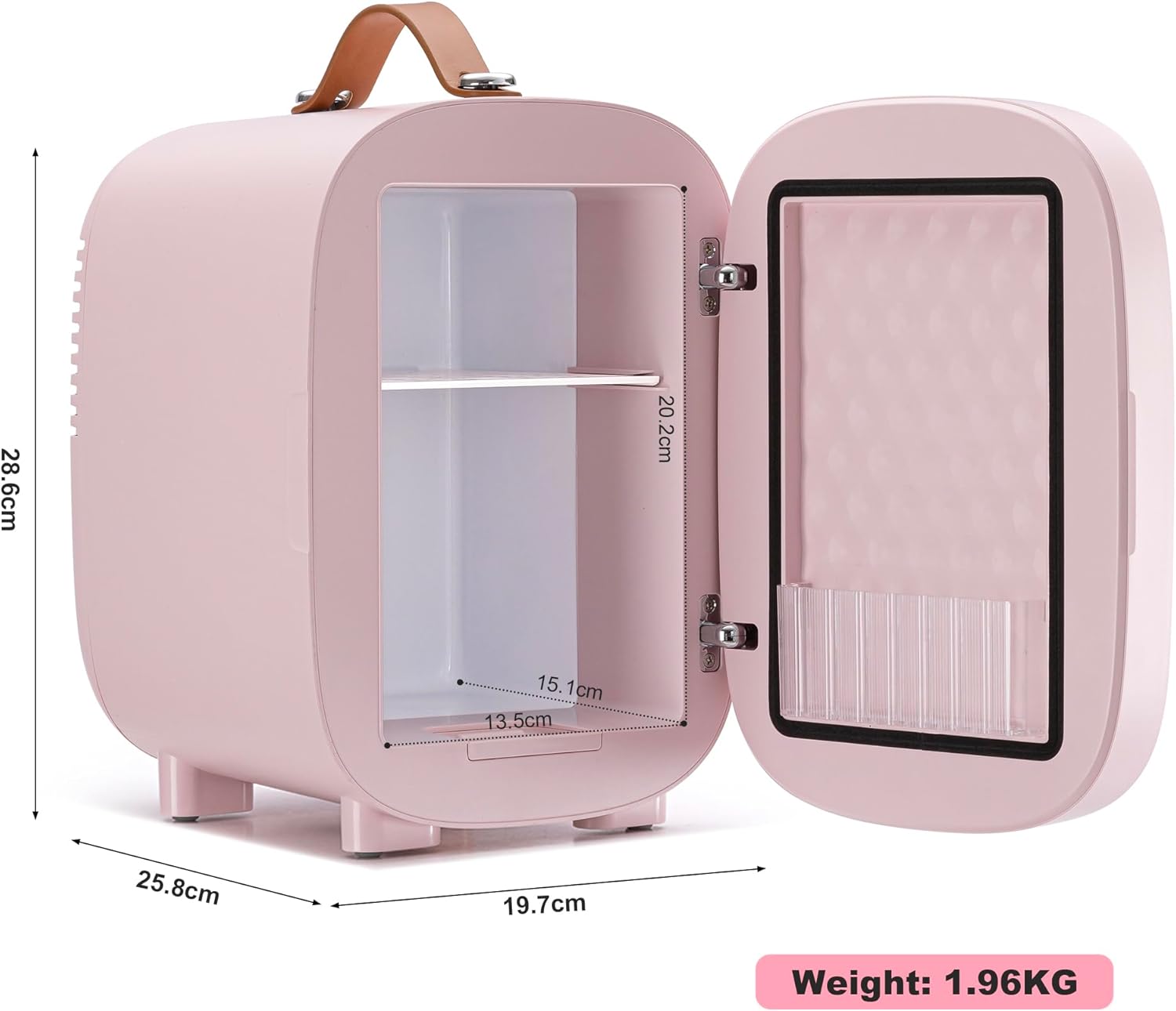 Enventor Mini Fridge 4L/ 6 Can, Skincare Fridge With Dimmable LED Light Mirror, AC+12V DC Power Cooler & Warmer for Bedrooms, Home, Car/Cosmetics, Skin Care and Food, Pink - Image 9