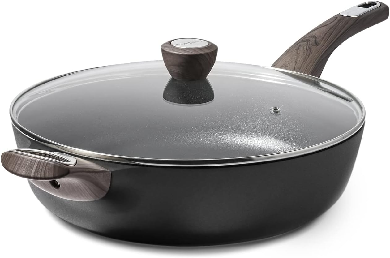 SENSARTE 30cm Deep Nonstick Frying Pan,4.7L Saute Pan with Lid, Large Skillet, Nonstick Cookware, Induction Compatible, for All Stove Tops