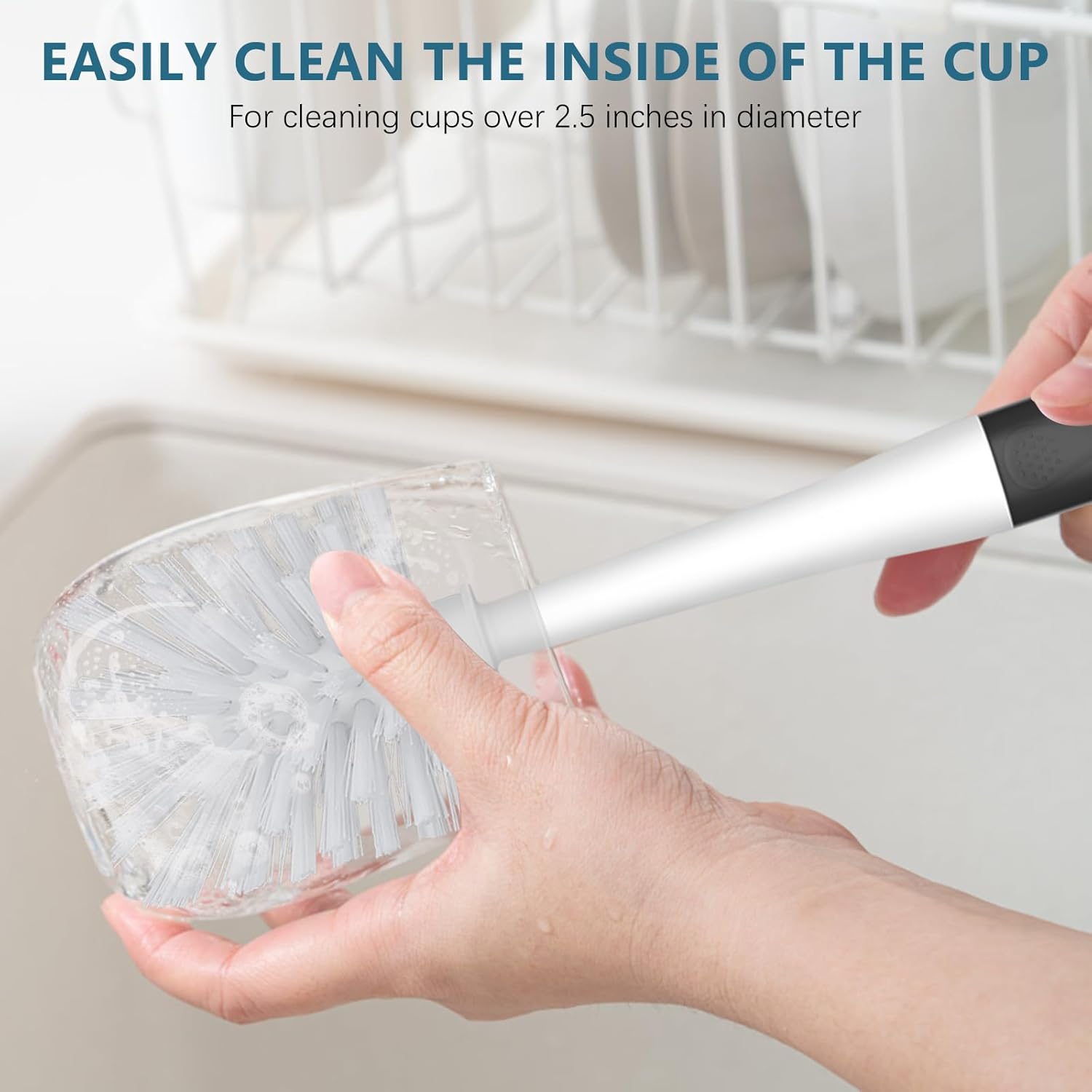 SetSail Dish Brush Set of 3 with Bottle Brush, Dish Scrub Brush with Long Handle Deep Cleaning Handle Brush with Scraper Tip for Kitchen Sink Dishes Bottle Cup Pot and Pans Tile Lines, Black - Image 6