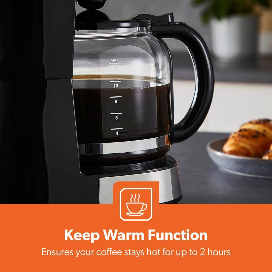 GEEPAS 1.5L Filter Coffee Machine | 900W Programmable Drip Coffee Maker for Instant Coffee Espresso Macchiato | 40min Keep Warm & Anti-Drip Function, Timer | Reusable Filter Fast Brewing Tea & Coffee - Image 4