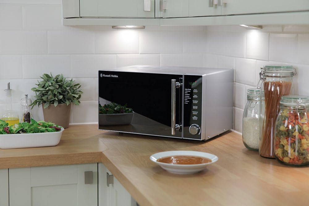 Russell Hobbs RHM2017 20L 800W Silver Digital Microwave, Child Safety Lock, Automatic Defrost, 5 Autocook Menus, Clock and Timer, Easy Clean - Image 3