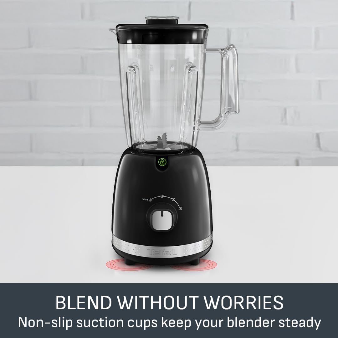 Tefal Black Collection Blender, 2L Jug, 2 Speeds, Pulse Mode, Kitchen Blender, 6 Stainless Steel Removable Blades, Smoothies, Milkshakes, protein Shakes, Cocktails, Ice Crush, Soups, 500W BL3558G0 - Image 4