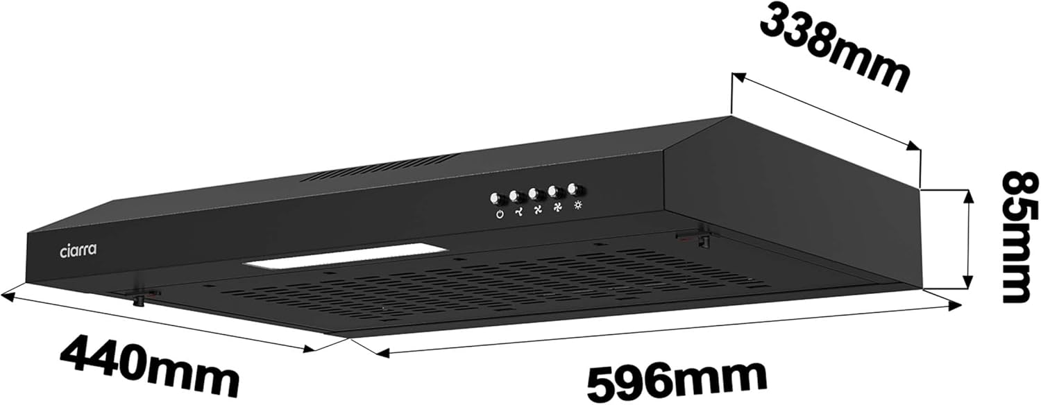 CIARRA CBCB6903 60cm Visor Cooker Hood Undercabinet Hoods Wall Mounted Kitchen Extractor Fan 600mm Top Vented Range Hood - Image 6