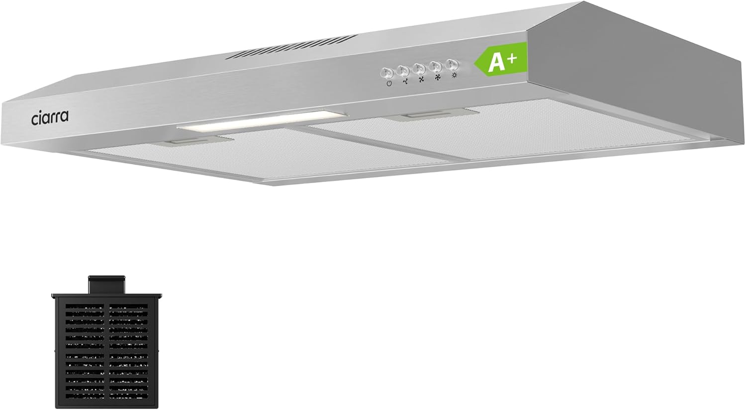 CIARRA AWS6903D 60cm Visor Cooker Hood Undercabinet Hoods Wall Mounted Kitchen Extractor Fan 600mm Top Vented Range Hood