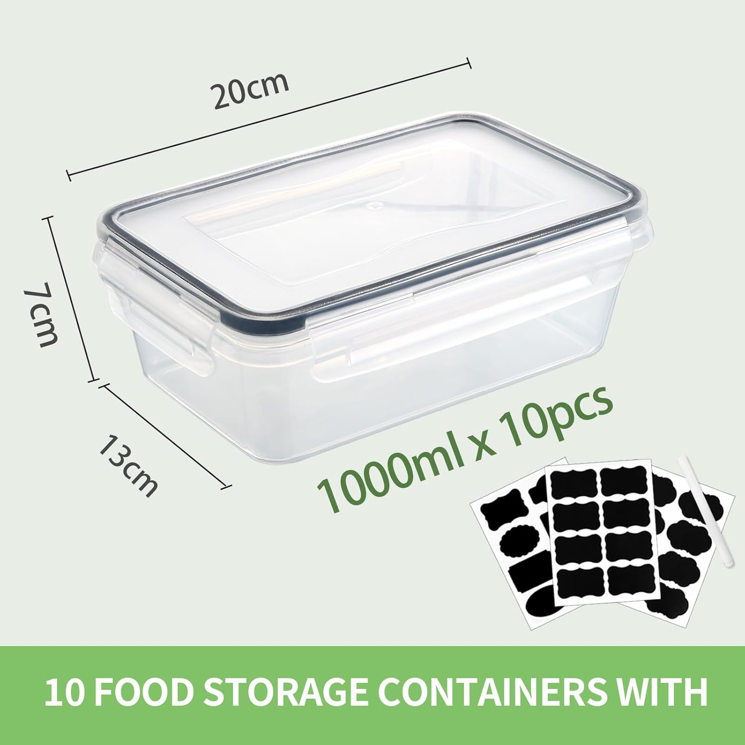 Hibisaws Airtight Food Storage Containers with Lids, 10-Pack (10 x 1L), BPA-Free, 100% Leakproof - Ideal for Freezer, Fridge, Microwave & Lunch Box - Image 2