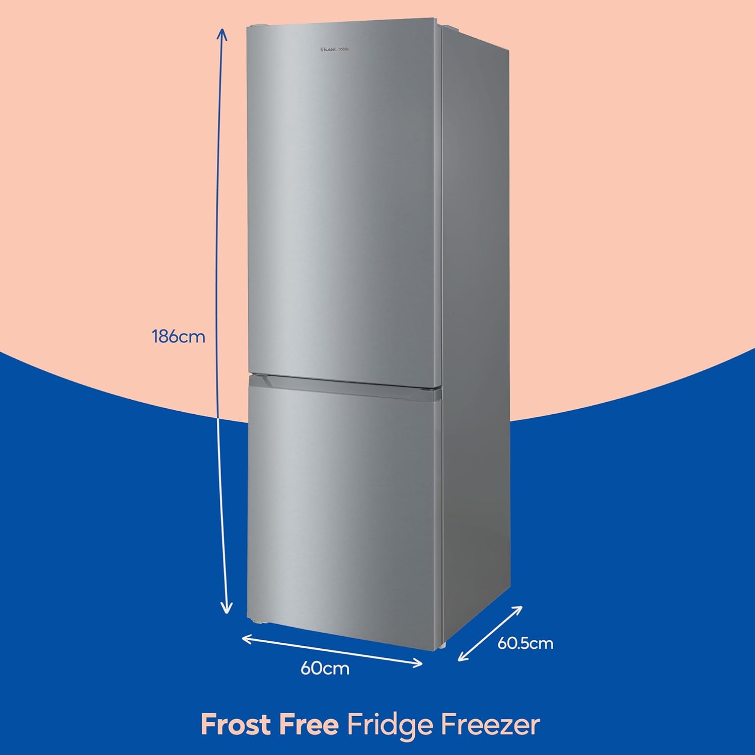 Russell Hobbs Freestanding Fridge Freezer Frost Free in Stainless Steel 186x60cm Total No Frost 60/40, 210L Fridge Space, 83L 4 Star Freezer, Adjustable Thermostat, 2 Year Guarantee RH186FFFF60SS - Image 2