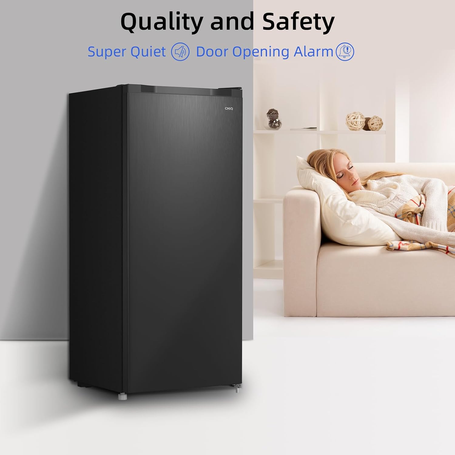 CHiQ FSD140D4EU Upright Freezer, 145L, E, 5 Levels, 12-Years Free Warranty on The Compressor,H1250 x W540 x D550, Black, New - Image 4