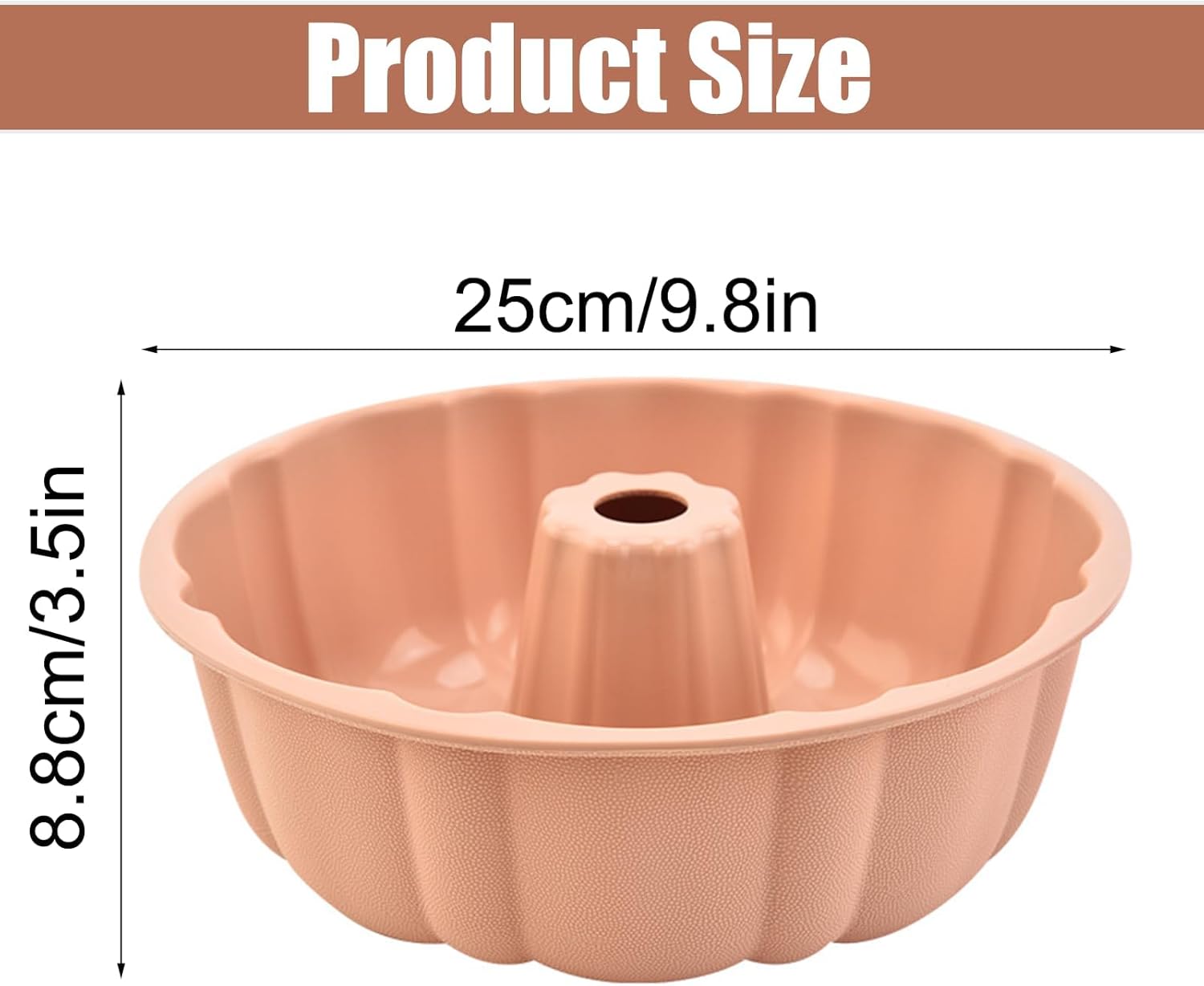 24cm/9.6in Non-Stick Fluted Cake Tin, Round Baking Tin, Cake Mould Baking Pan, Ring Cake Mould, Birthday Round Tube Moulds, Savarin Moulds for Chiffon Cake Cheesecake Gugelhupf (Pink) - Image 2