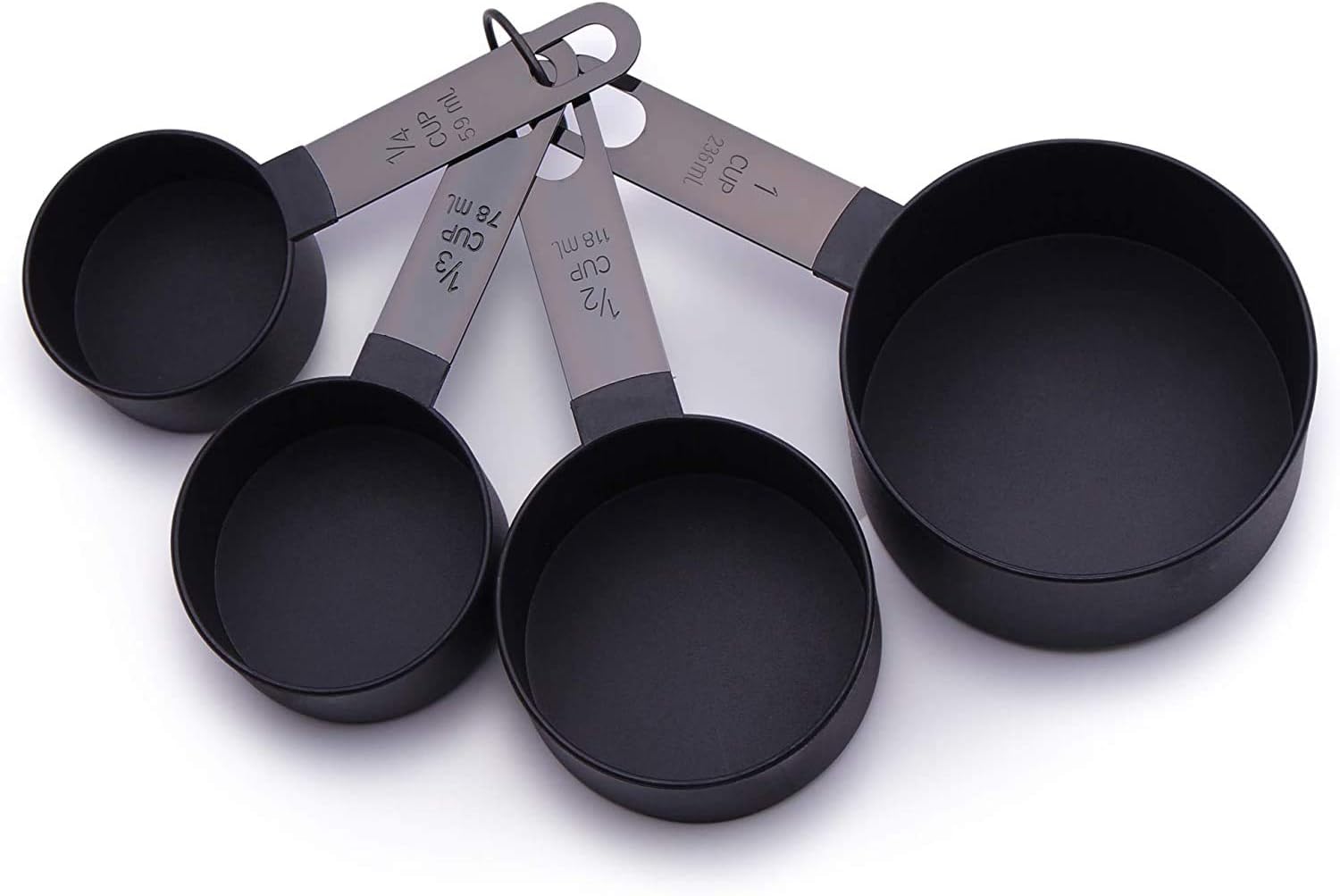 FONYA 8-Piece Black Measuring Tools - Nylon, 4 Measuring Cups / 4 Measuring Spoons with Metal Handles for Liquids and Solids (Black) - Image 5