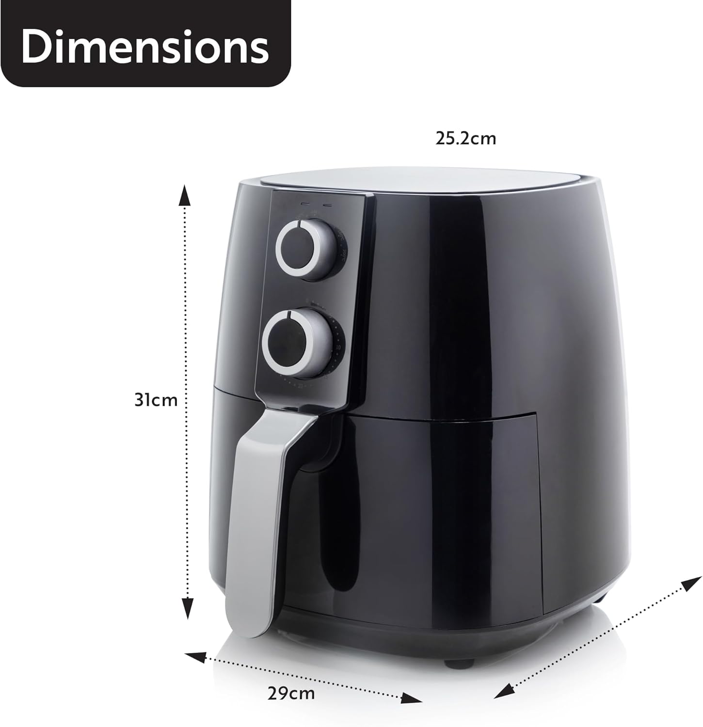 Vitinni 3.8L Air Fryer, Small and Compact, Easy to Control Manual Air Fryer, Perfect for Smaller Kitchens and Caravans, Rapid Circulation Reaching 200 Degrees Celsius, 30 Minute Timer - Image 4