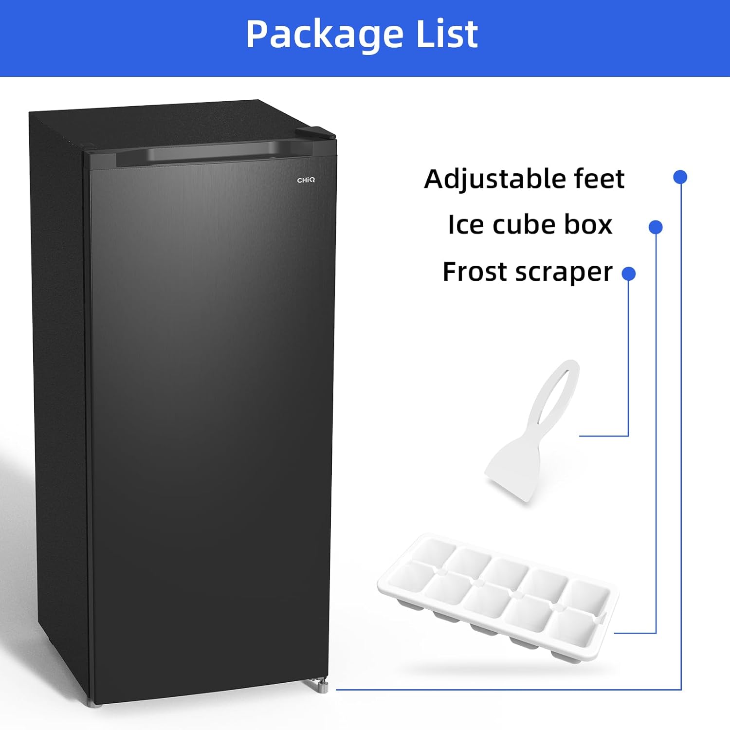 CHiQ FSD140D4EU Upright Freezer, 145L, E, 5 Levels, 12-Years Free Warranty on The Compressor,H1250 x W540 x D550, Black, New - Image 5