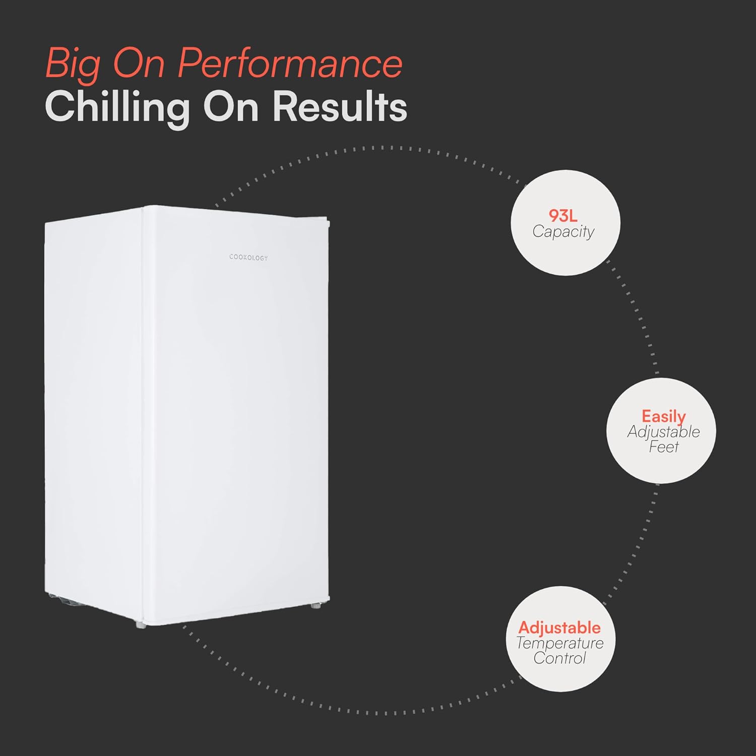 Cookology UCIF93WH Freestanding under counter Fridge in White - 93 Litre Capacity - Adjustable Temperature Control & Legs - With Chiller Box - Image 4