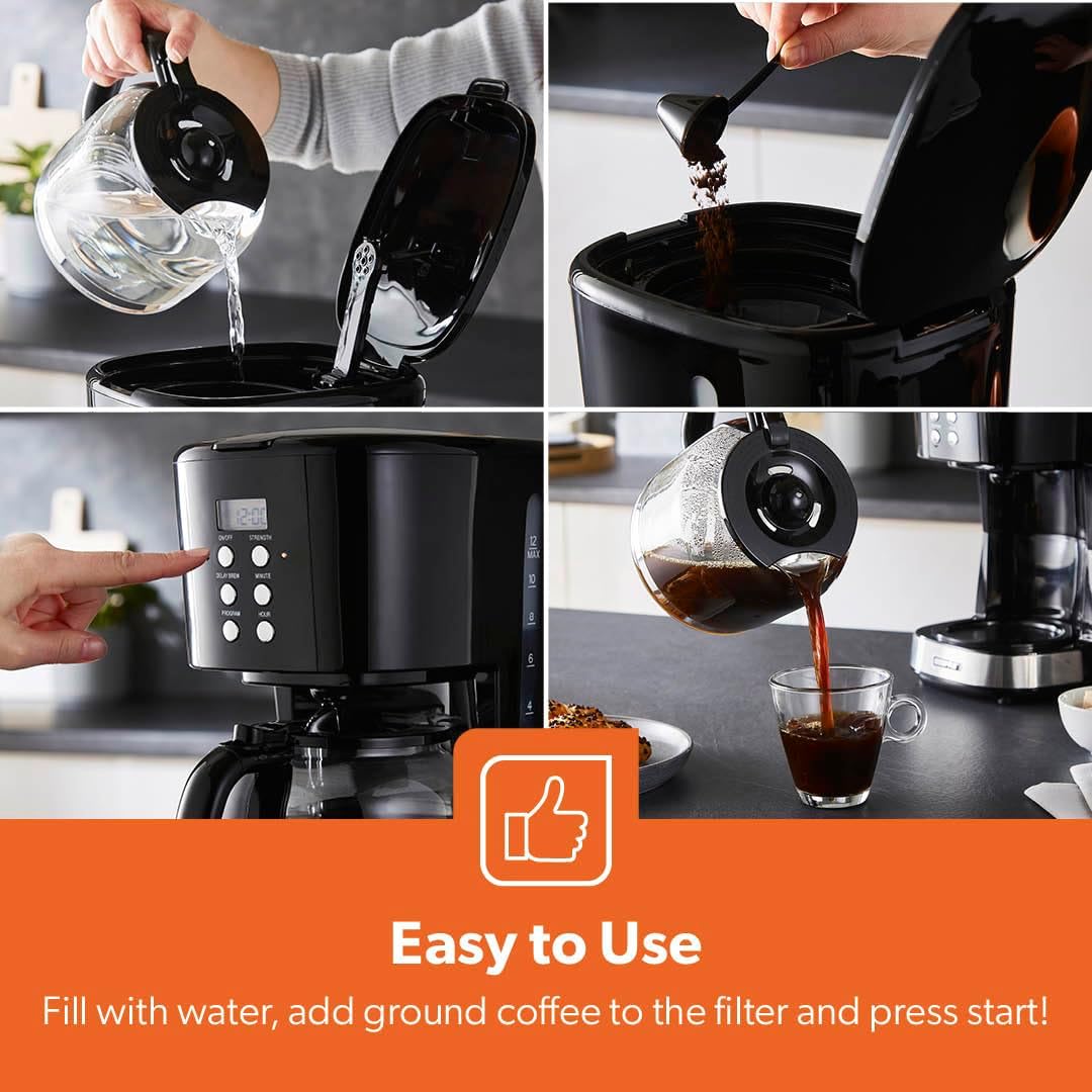 GEEPAS 1.5L Filter Coffee Machine | 900W Programmable Drip Coffee Maker for Instant Coffee Espresso Macchiato | 40min Keep Warm & Anti-Drip Function, Timer | Reusable Filter Fast Brewing Tea & Coffee - Image 7