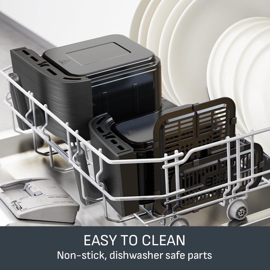 Tefal Easy Fry Dual Zone Digital Air Fryer, 2 Drawers, 8.3L, 8in1, Air Fry, Extra Crisp, Roast, Bake, Reheat, Dehydrate, 6 Portions, Non-Stick, Dishwasher Safe Baskets, Coal Grey - EY901HG0 - Image 6