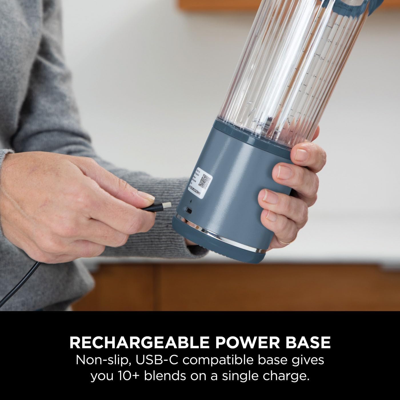 Ninja Blast Portable Blender, 530ml, Leakproof Lid & Sip Spout, Powerful Cordless Mini Blender, Rechargeable, Portable Smoothies, Protein Shakes, Blends Ice & Frozen Fruit, Denim Blue, BC151UKNV - Image 6