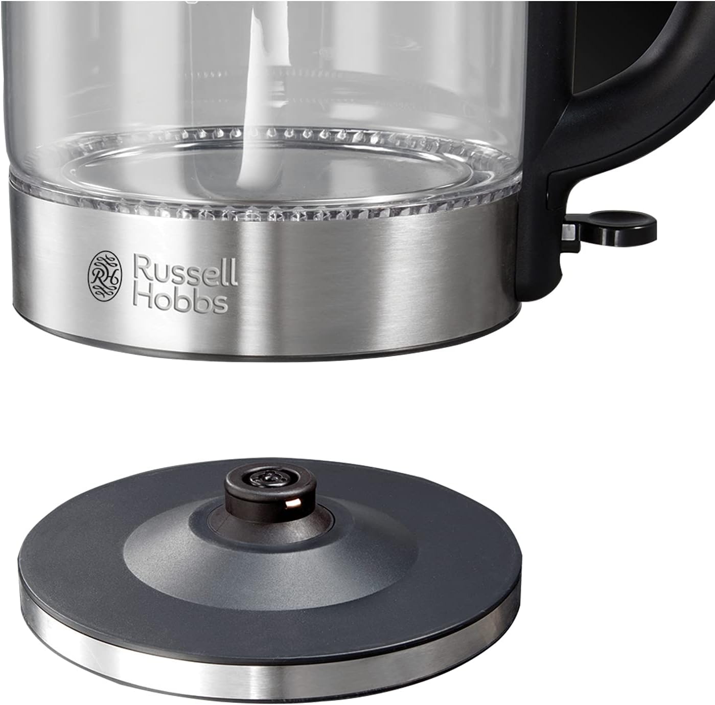 Russell Hobbs Illuminating 1.7L Electric Cordless Glass Kettle with black/brushed stainless steel accents (Fast Boil 3KW, Washable anti-scale filter, Button to open lid, Perfect pour spout) 21600-10 - Image 3