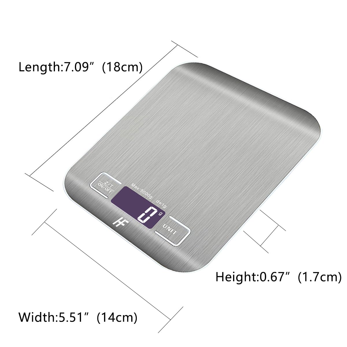 HomeFashion 5kg 1g 11lb Digital Kitchen Scales Food Scale with stainless steel Platform Electronic Cooking Backlit LCD Display Multifunction for Home and Office Use - Image 3