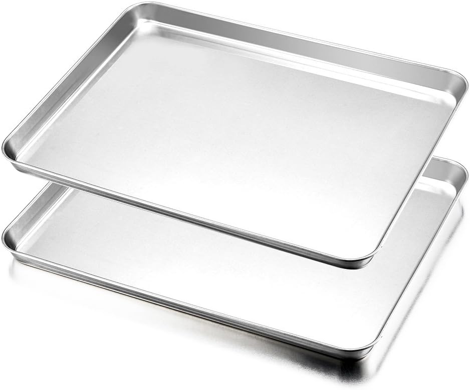 HaWare Baking Tray Set of 2, Stainless Steel Oven Tray– Large Cookie Sheet Pan for Baking Cooking Serving - 40 x 30 x 2.5 cm, Healthy & Non Toxic, Easy Clean & Dishwasher Safe