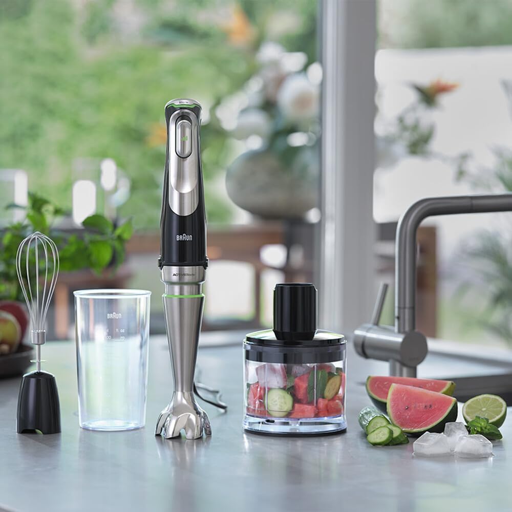 Braun MultiQuick 9 Hand Blender, Hand Mixer, XL Food Processor, Active PowerDrive Technology, 500 ml Chopper, BPA-Free 600 ml Beaker with Lid, 1200W, 220-240 V, 50-60 Hz, MQ 9135XI, Black - Image 7