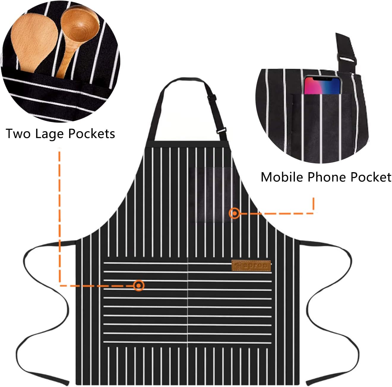 OWill Adjustable Apron Unisex Apron with Pocket Cooking Kitchen Accessories Chef Aprons for Women Men Home Kitchen Butchers BBQ Restaurant - Image 3