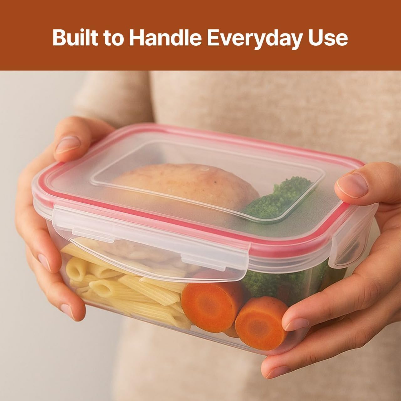 delka Airtight Food Storage Containers Pack of 10 (5 x 400ml & 5 x 1000ml) BPA-Free Plastic with Lids – Stackable & Leak-Proof Meal Prep Boxes, Microwave, Freezer & Dishwasher Safe, Kitchen Organiser - Image 4